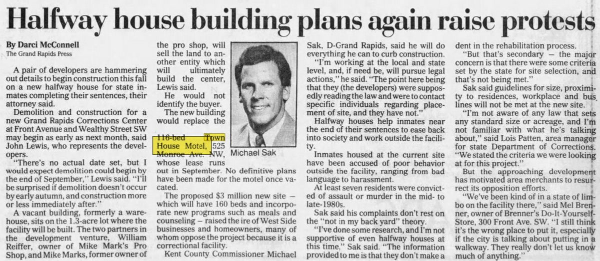 Town House Motel - Aug 31 1992 Article